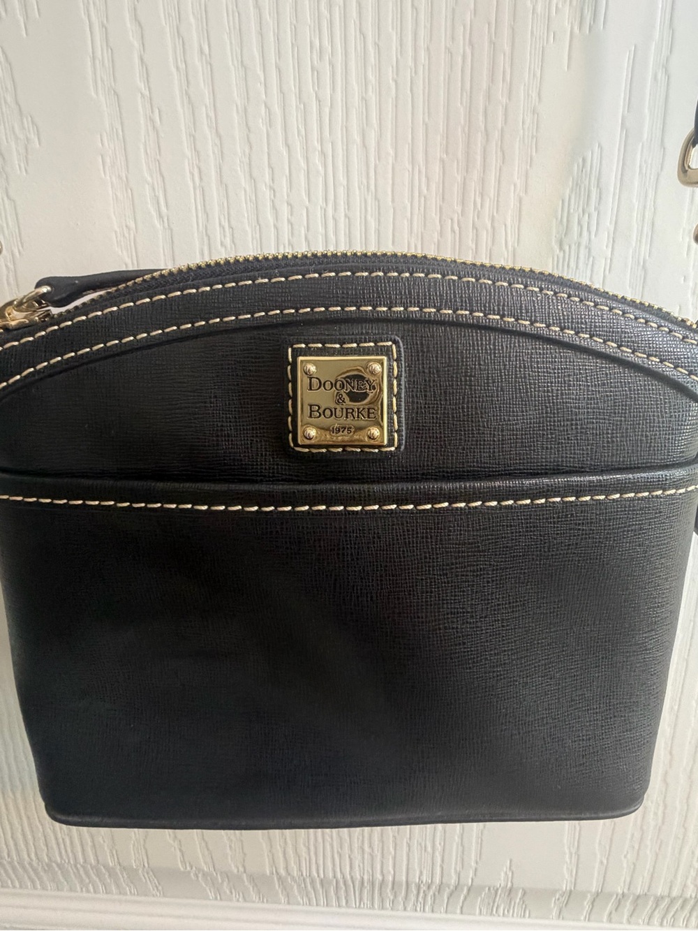 Dooney & Bourke Black Leather Bag with Gold Hardware